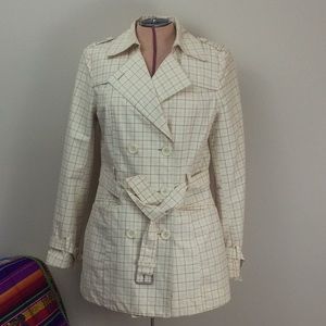 Express plaid trench coat